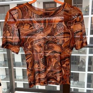 Stylish Brown Swirl Pattern Blouse